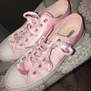 Pink silky converse shoes